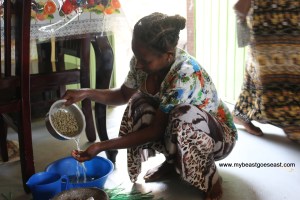 washing the coffee beans